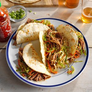 Korean pulled pork tacos