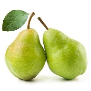 two ripe pears isolated on white background