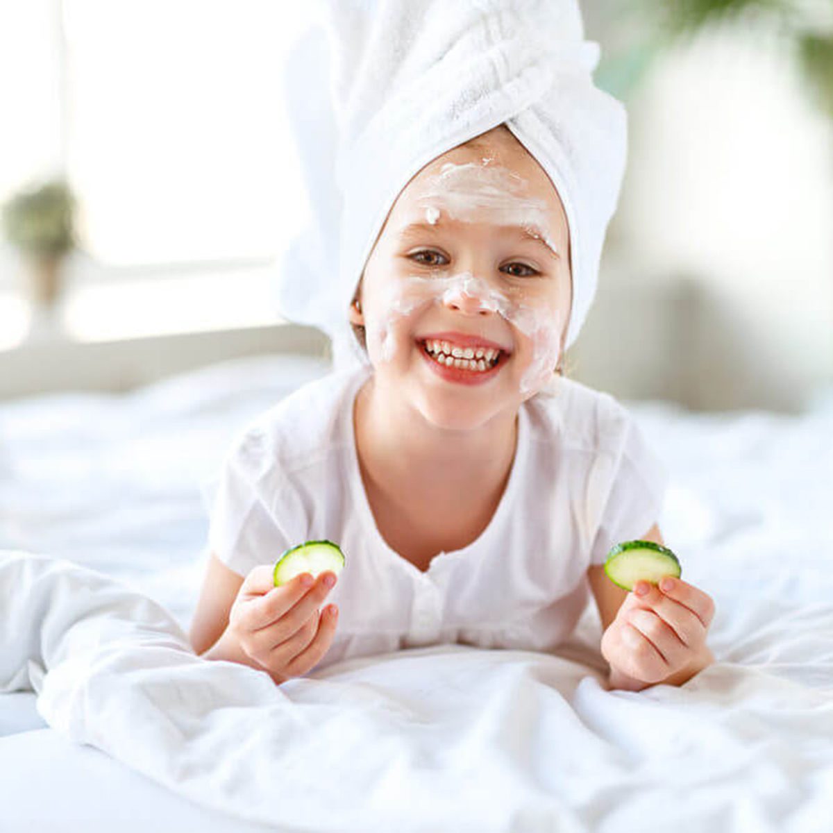 Child having a facial