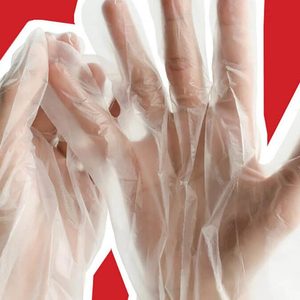 Person wearing clear gloves