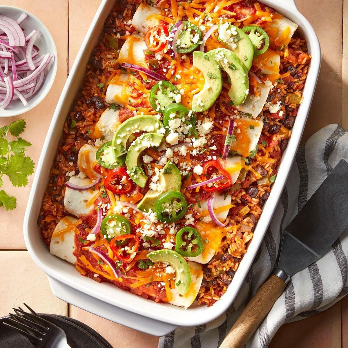 Rice and Bean Enchiladas