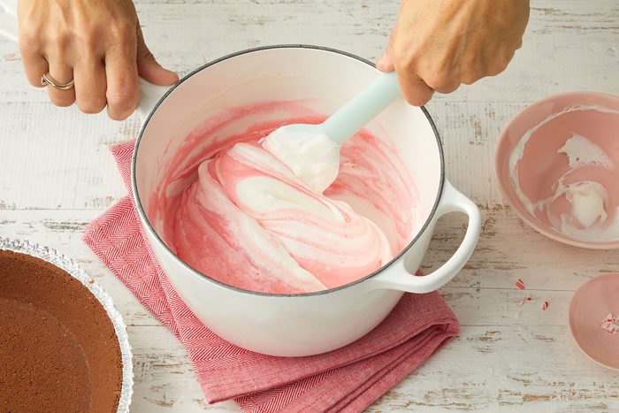 Folding the melted Marshmallows