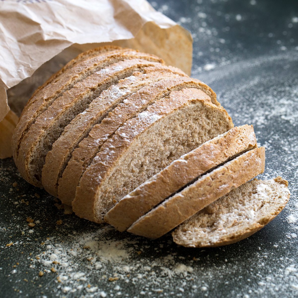Fresh Sliced whole grain loaf of bread