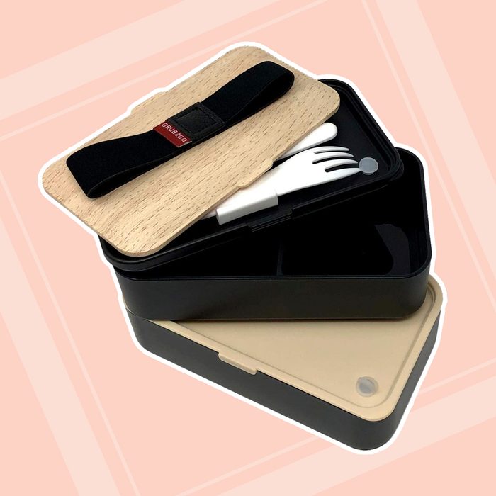 THE ORIGINAL Japanese Bento Box (Upgraded 2020 Black & Bamboo Design) w/ 2 Dividers + Larger Utensils w/Holder - Leakproof Lunch Container