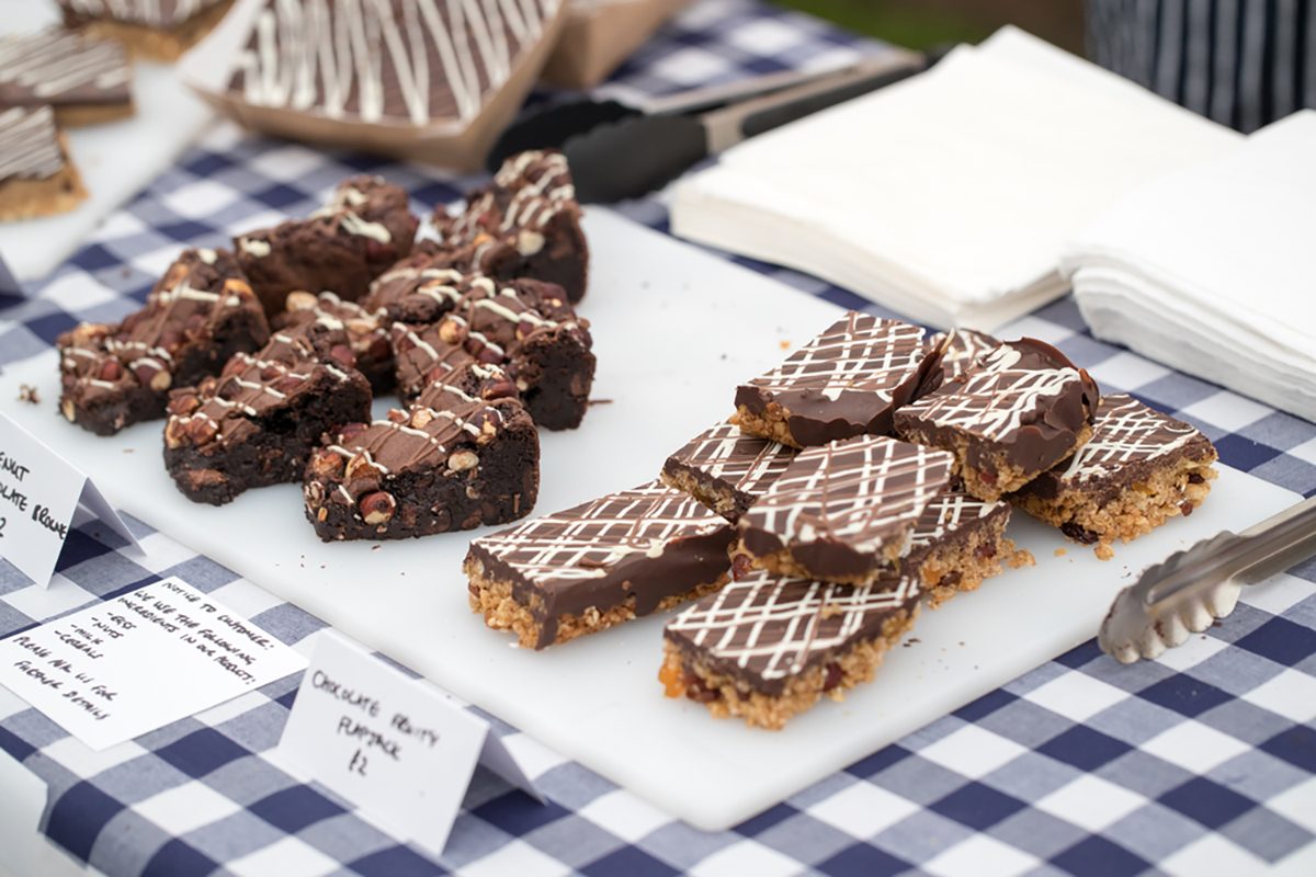 Baked goods on a tray. 