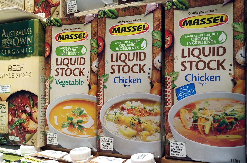 KUALA LUMPUR, MALAYSIA - AUGUST 28, 2017 : Massel brand organic style stock on shelf. It is an Australian Organic food and beverage brand endorsed under the Australian Certified Organic program.; Shutterstock ID 719717521; Job (TFH, TOH, RD, BNB, CWM, CM): TOH Dollar Store buys