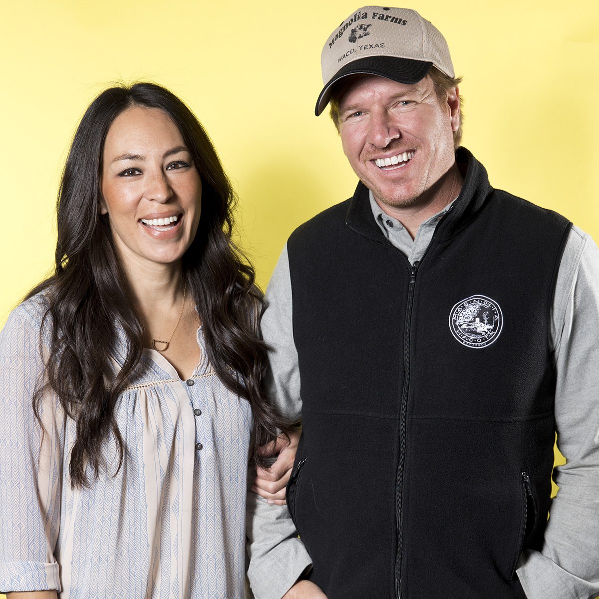 Joanna Gaines, left, and Chip Gaines pose for a portrait in New York to promote their home improvement show, 