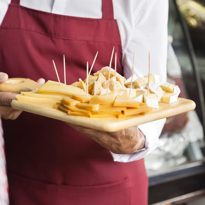 Giving out cheese samples