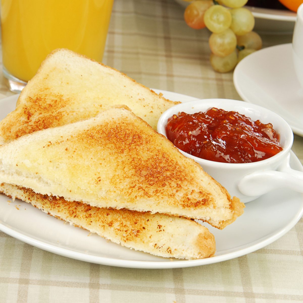 Thick sliced Texas toast with strawberry apple preserves