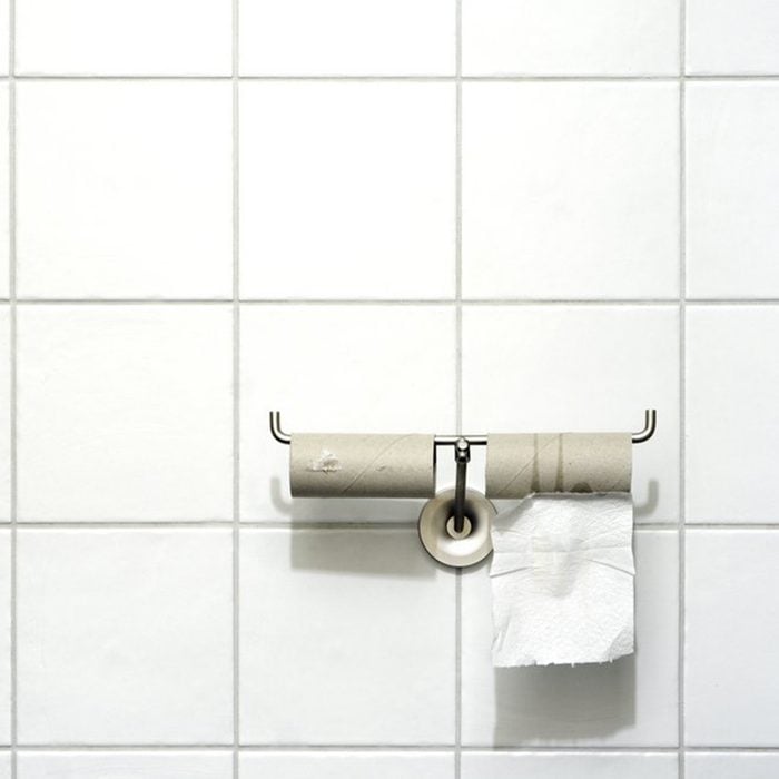 Empty toilet paper roll