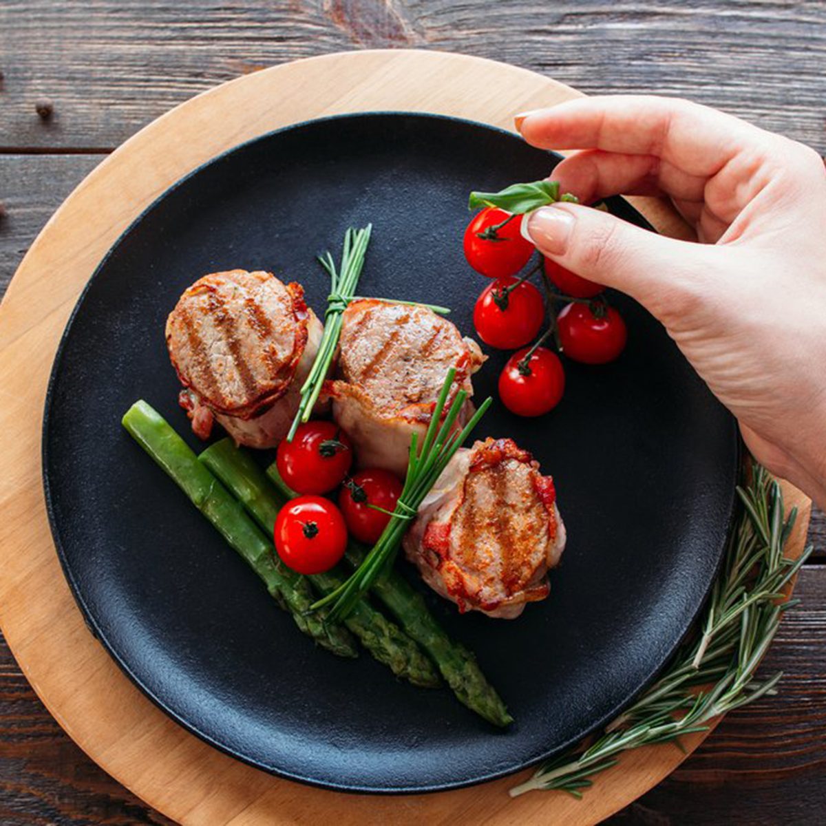 Jumbled plate of food