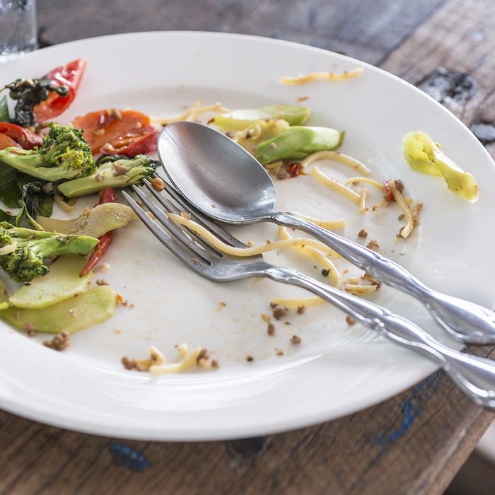 Plate with crumbs food