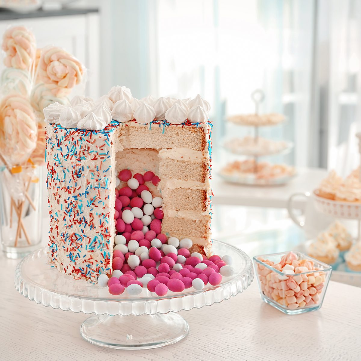 Tasty treats served for baby shower party on table