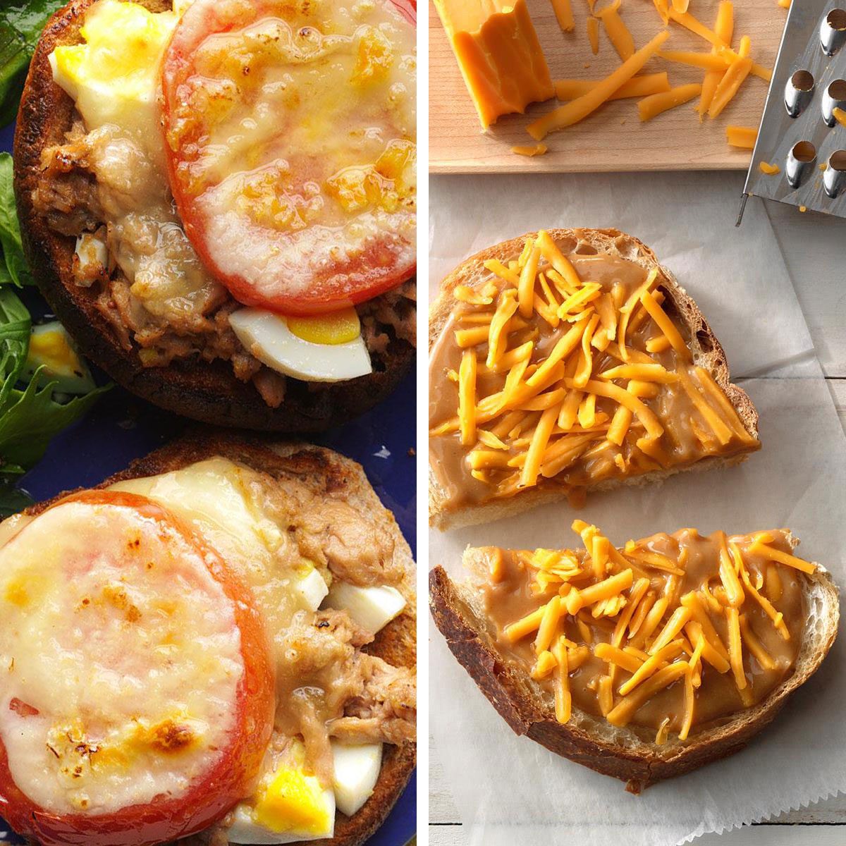 Snappy tuna melt and a peanutbutter mayo and cheese sandwich