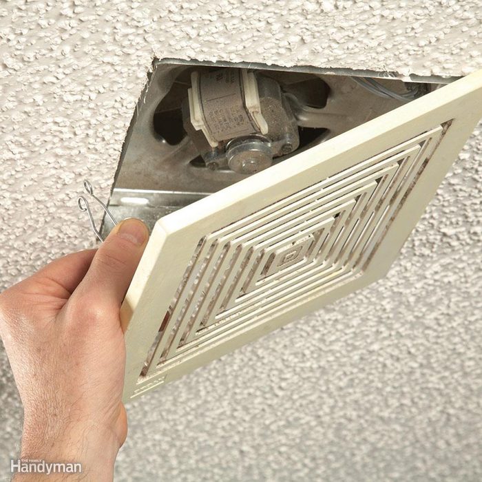 Opening the bathroom fan grill