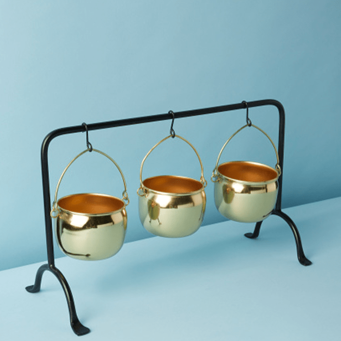 4 Pc Metal Cauldron Centerpiece