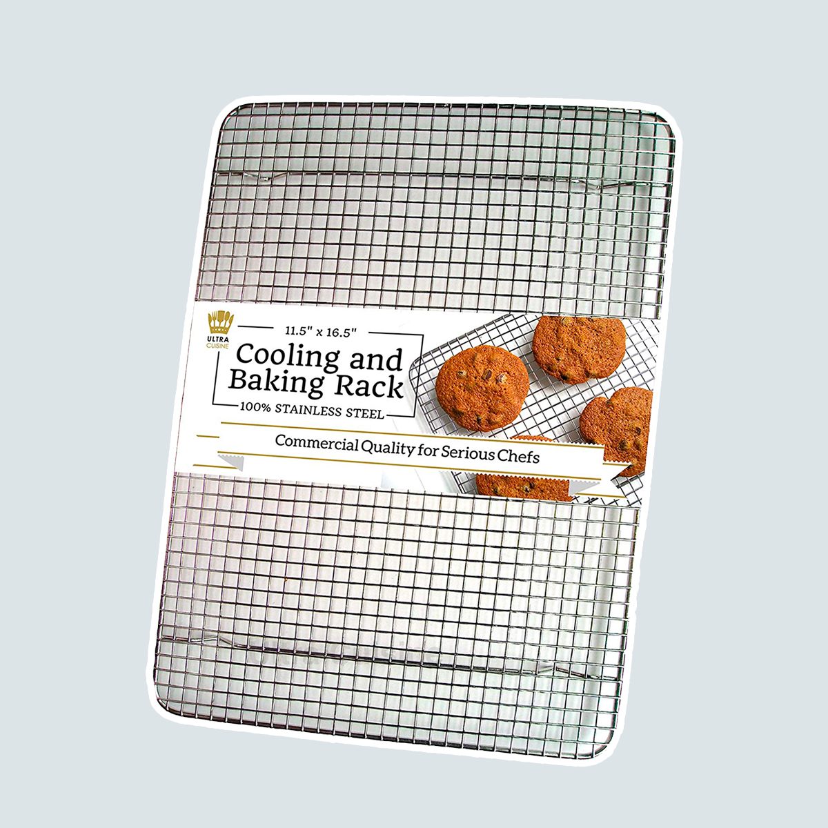 Ultra Cuisine 100% Stainless Steel Wire Cooling Rack for Baking fits Half Sheet Pans Cool Cookies, Cakes, Breads - Oven Safe for Cooking, Roasting, Grilling - Heavy Duty Commercial Quality