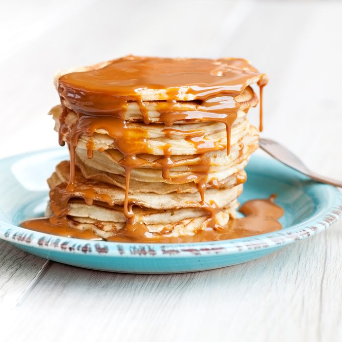 Pancakes with caramel sauce