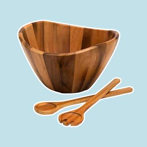 Lipper International Acacia Wood 3-Piece Wave Bowl and Server Set