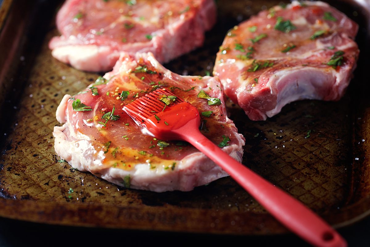 Home made freshness oriental sweet chilli soy sauce marinated pork chop