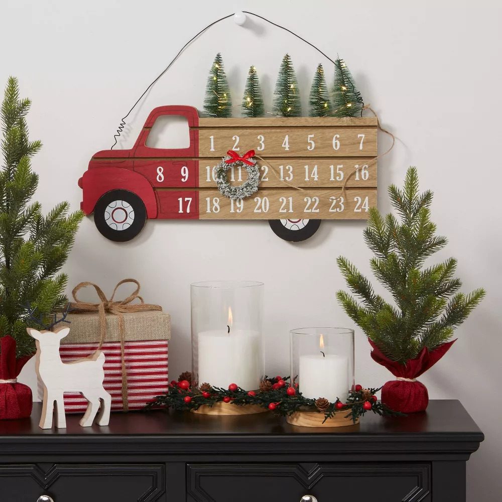 Battery Operated Lit Wood Truck Hanging Advent Calendar Ecomm Via Target.com