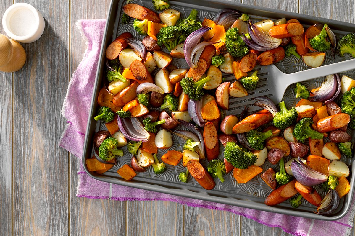 252270 Sheet Pan Sausage And Potato Dinner; Baking Sheet 18x13 Metal Bakeware