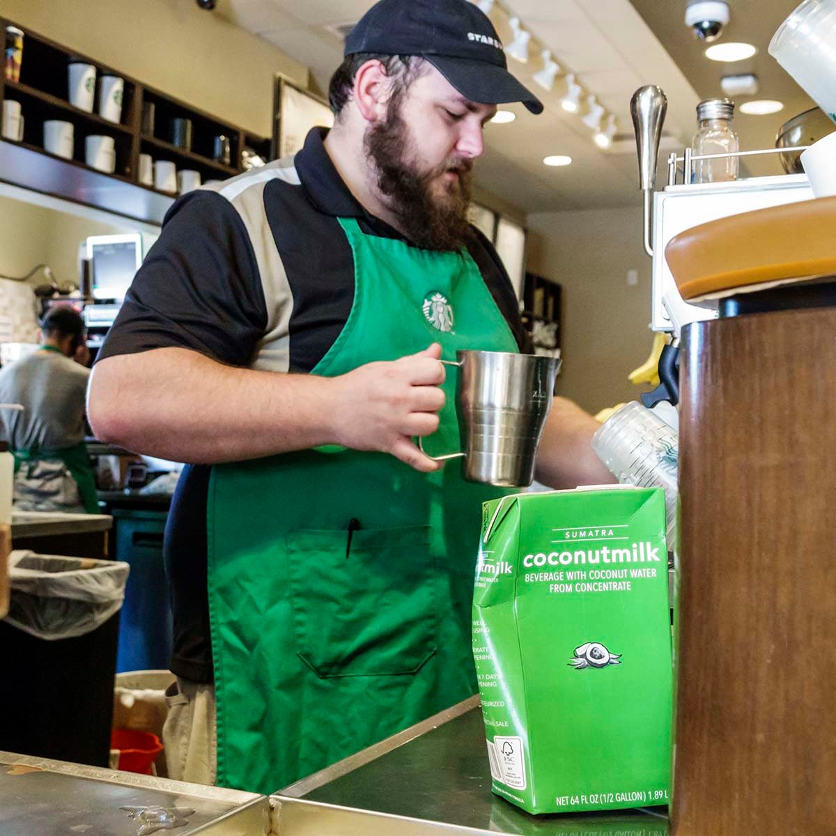 Florida, Sebring, Starbucks Coffee Barista At Work
