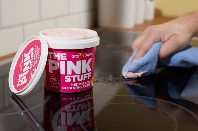 cleaning glass cooktop with The Pink Stuff