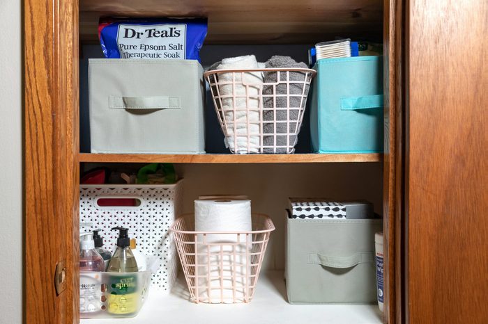 dollar tree linen closet bin