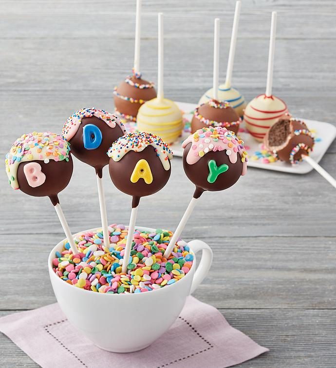 birthday cake pops in a cup