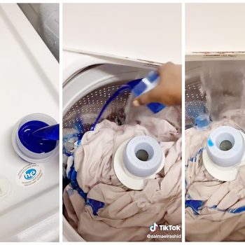 Collage Of Tiktok Showing A Laundry Hack