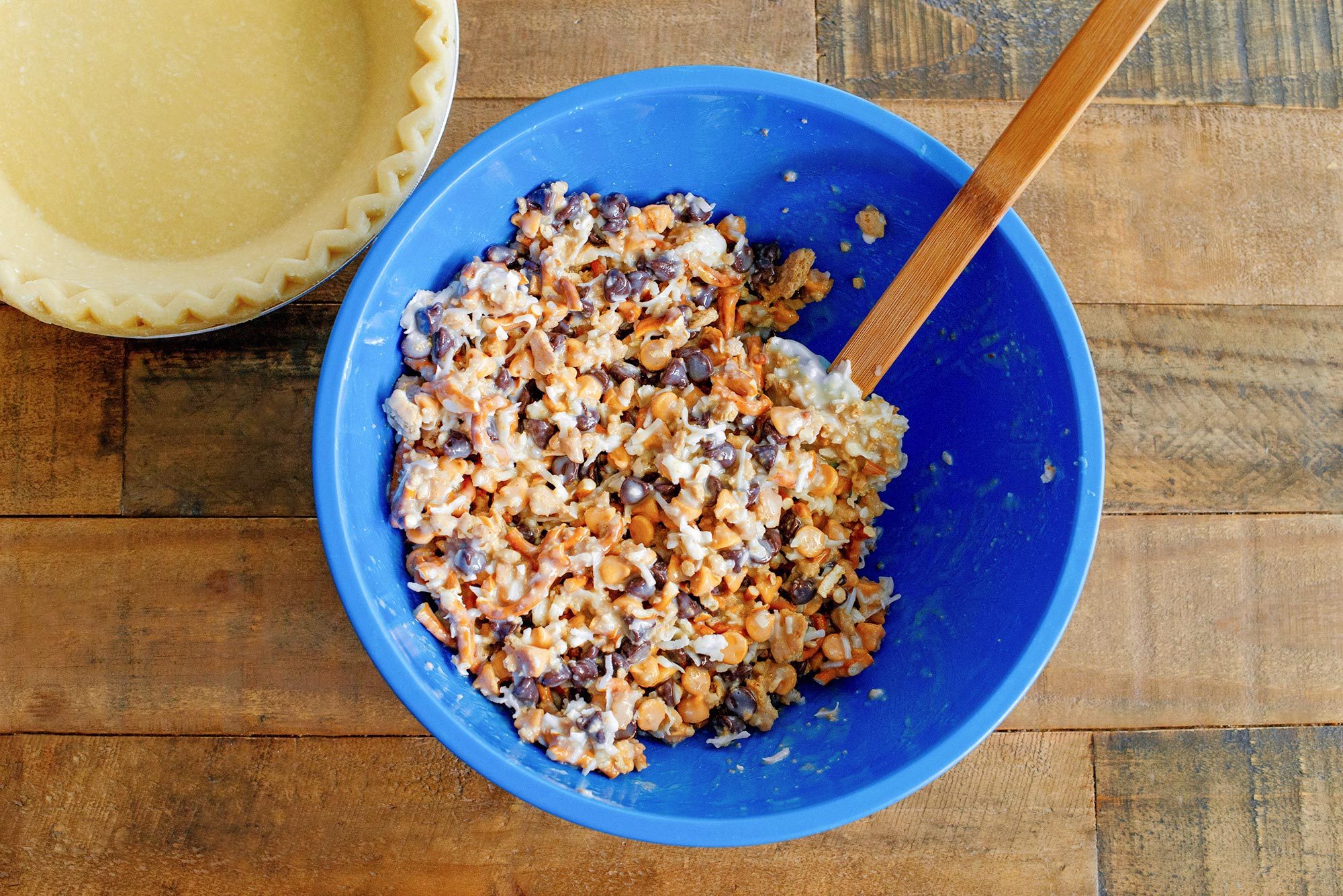 Texas Trash Pie step one combine ingredients