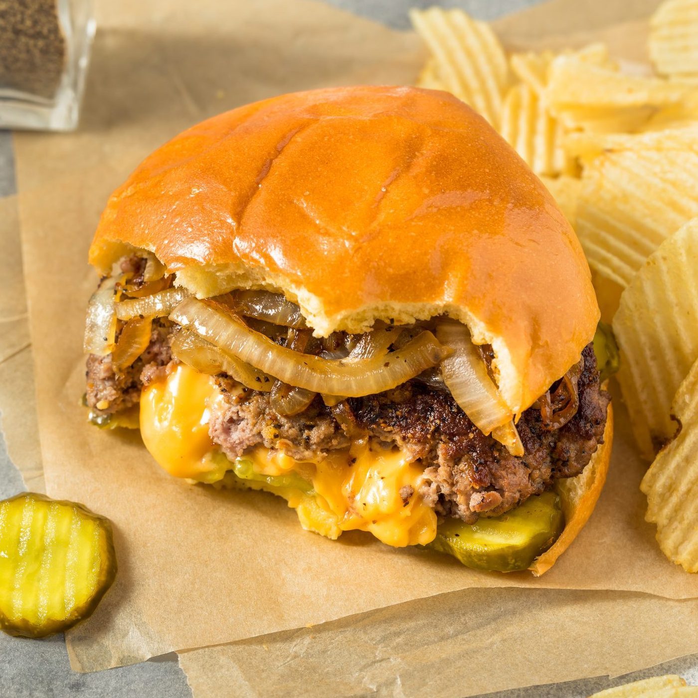 Homemade Juicy Lucy Cheeseburger