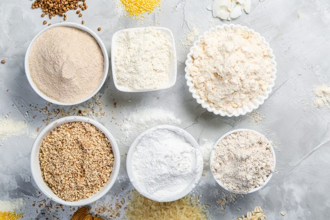 Gluten free concept - selection of alternative flours and ingredients