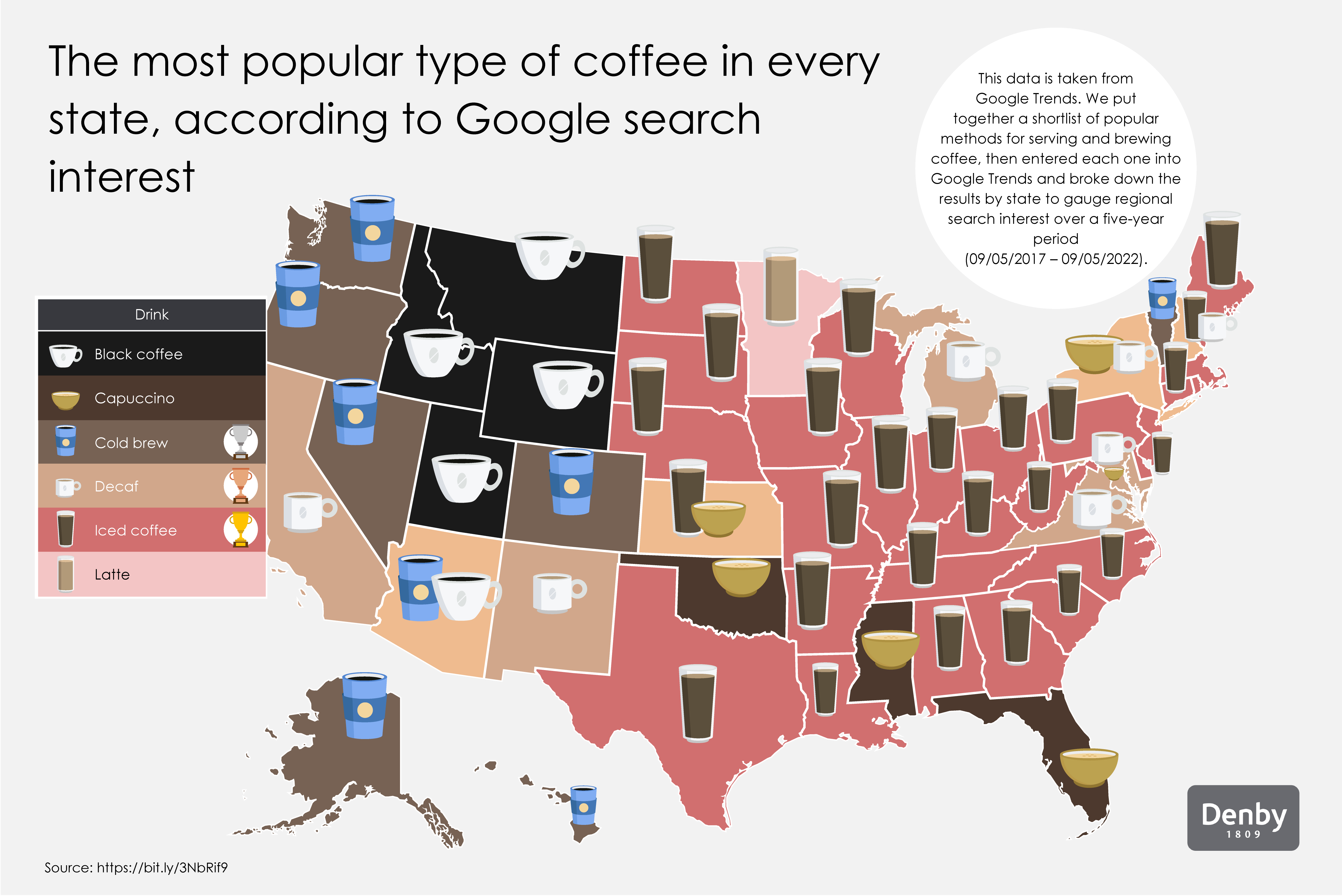 Map Of Most Popular Coffee Type In Every State – Denby Us