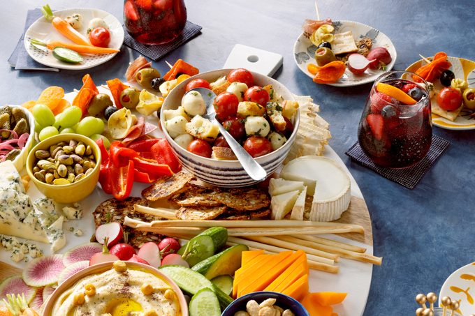 close up of snack charcuterie board