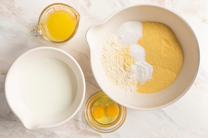 Mix dry ingredients for gluten free corn bread