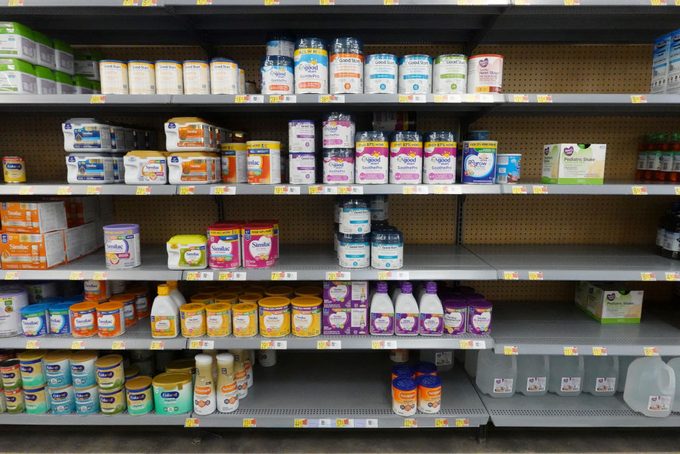 Baby Formula Assortment SHown in a Grocery Store Supermarket Baby Aisle