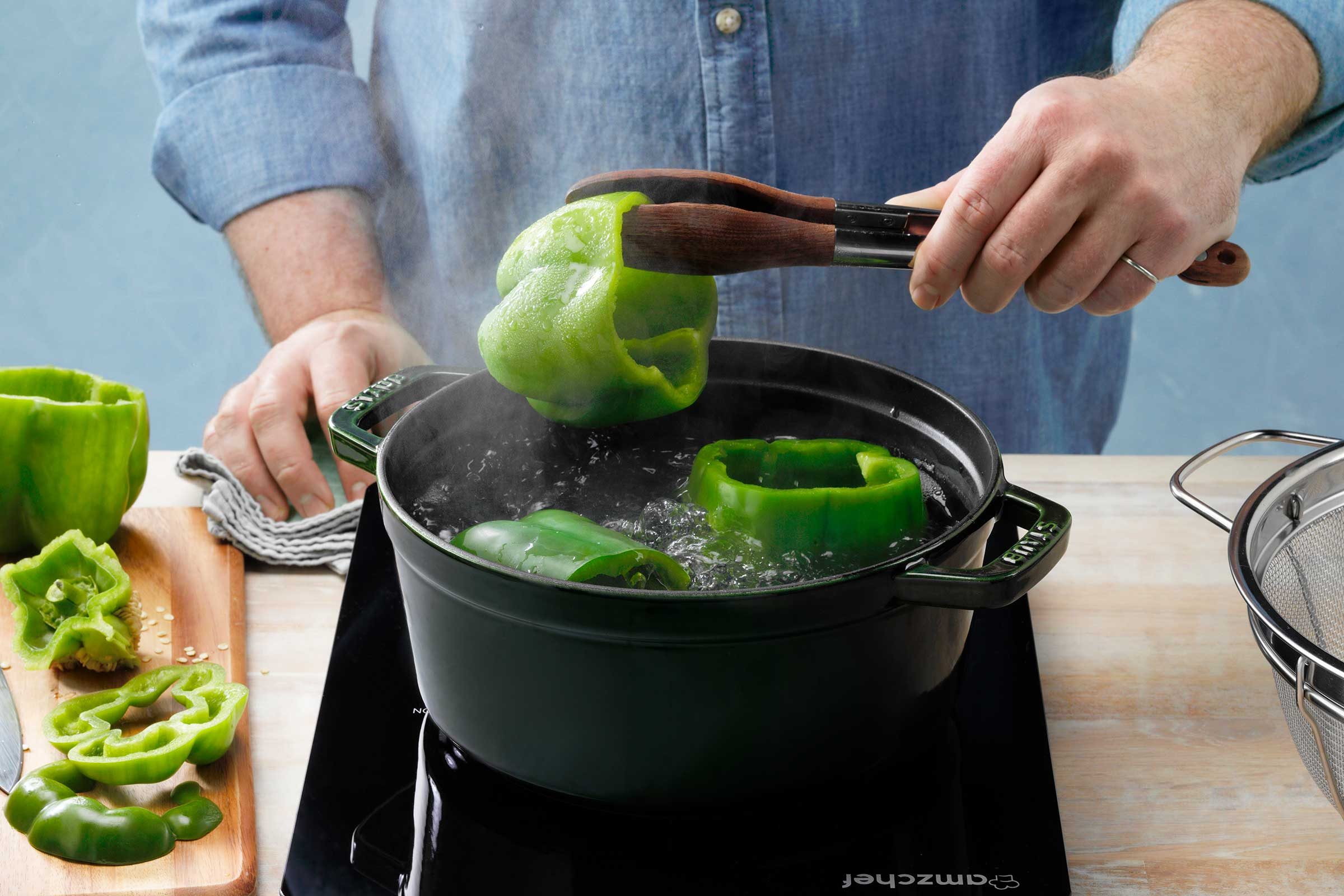 Traditional Stuffed Peppers In Boiling Water