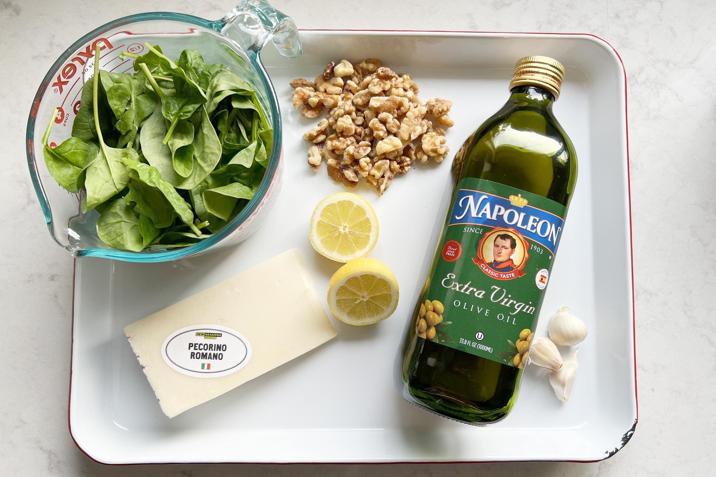 ingredients for spinach pesto