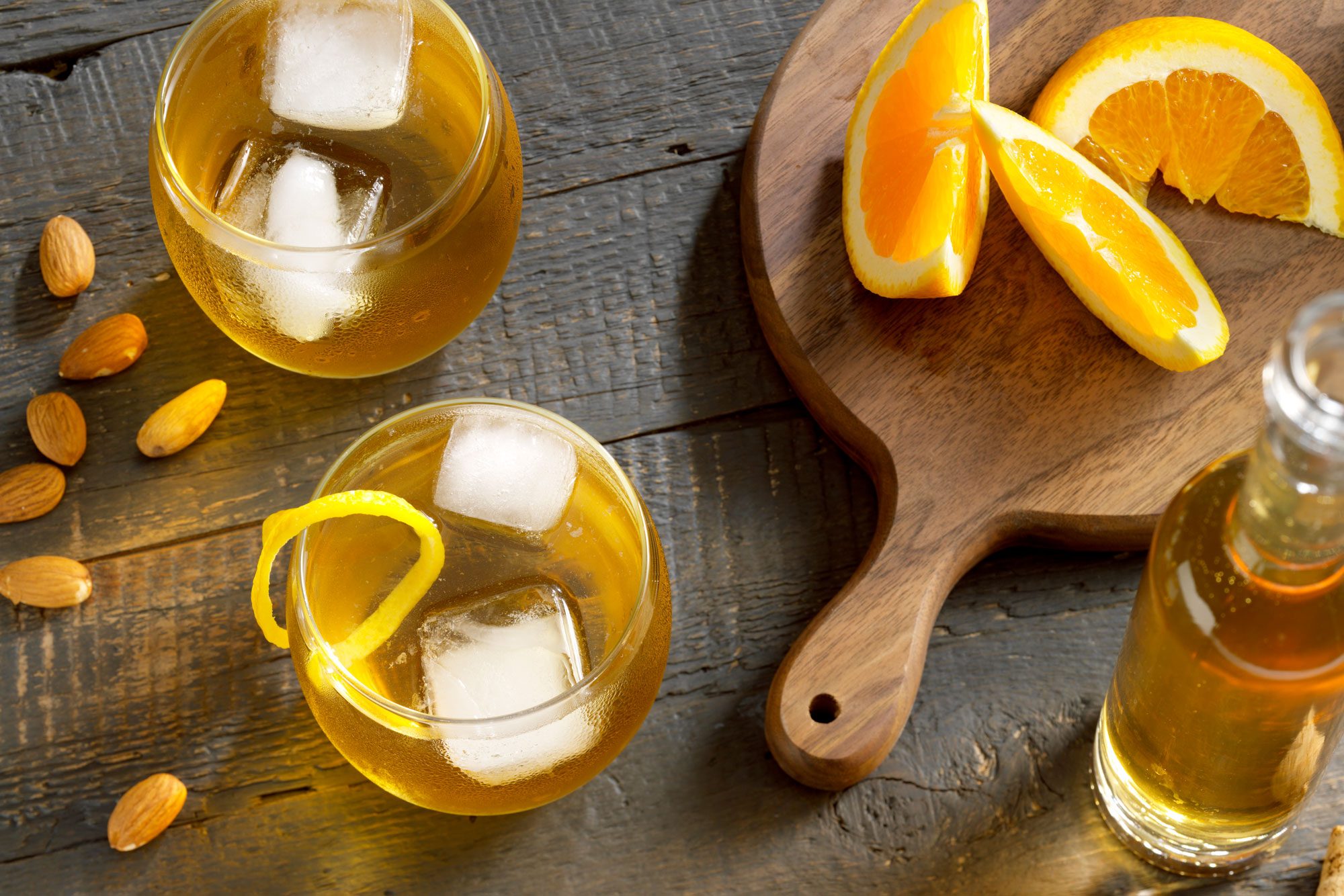 Amaretto served with lemon on the side