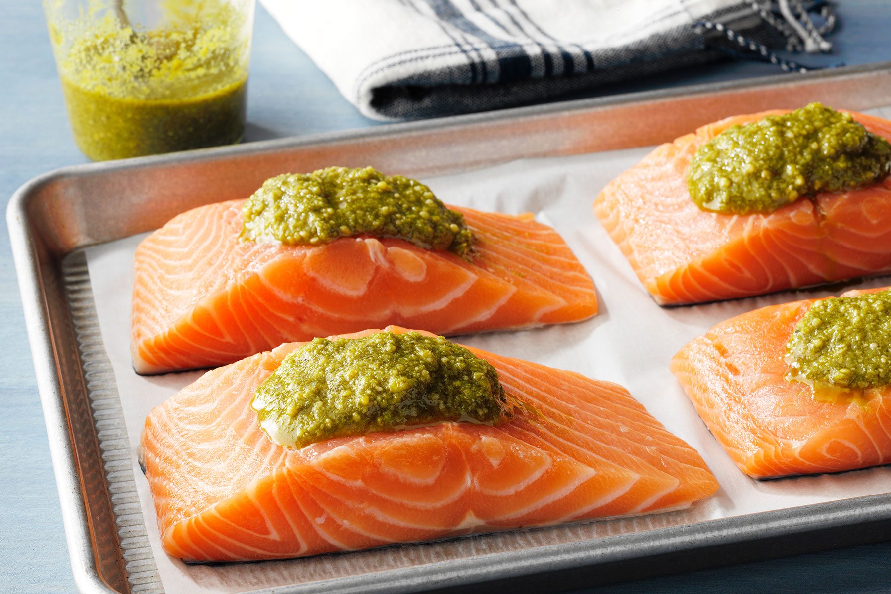 Dollop of Pesto on Salmon