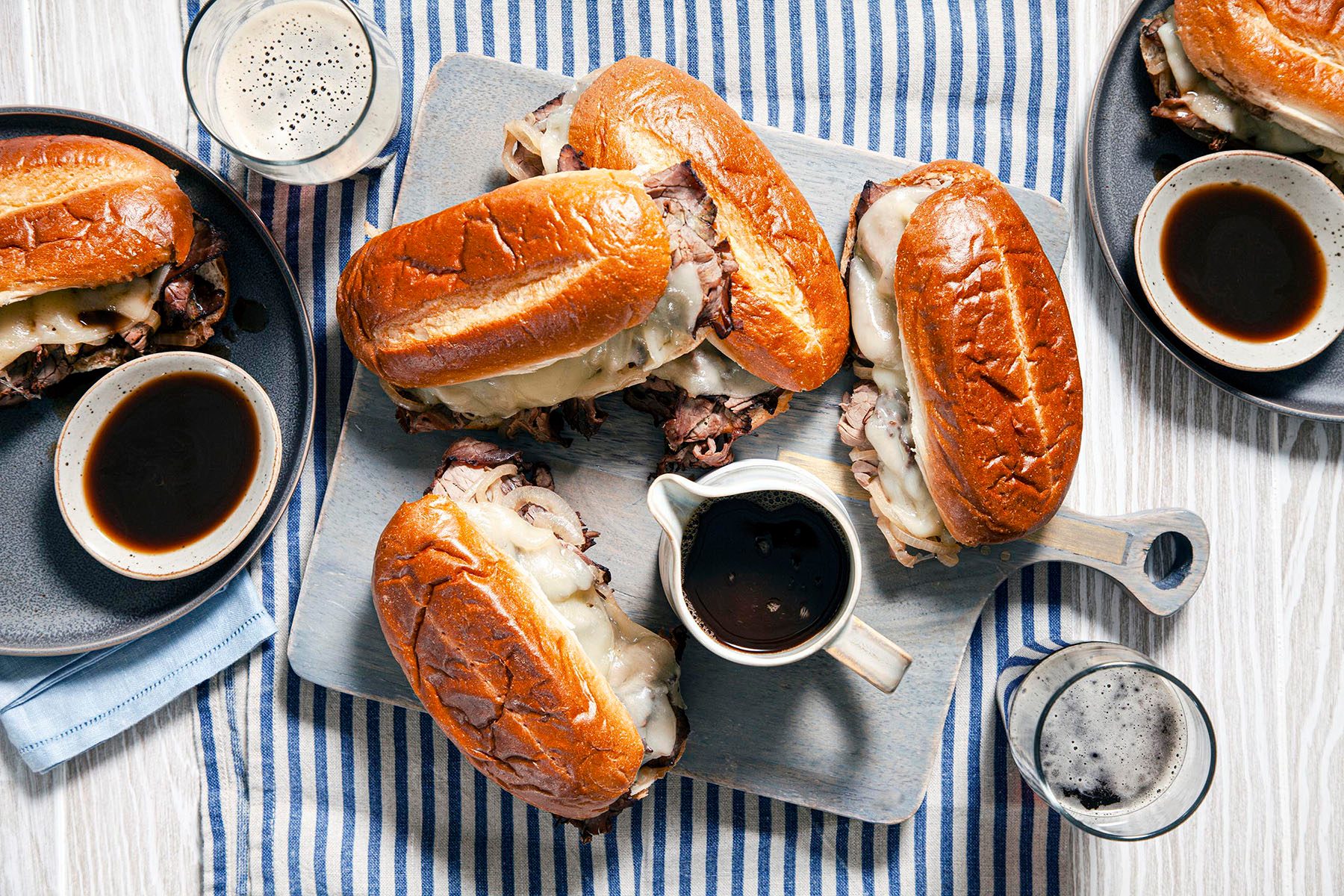 Overhead shot of Classic Au Jus served with prime rib or cooked beef
