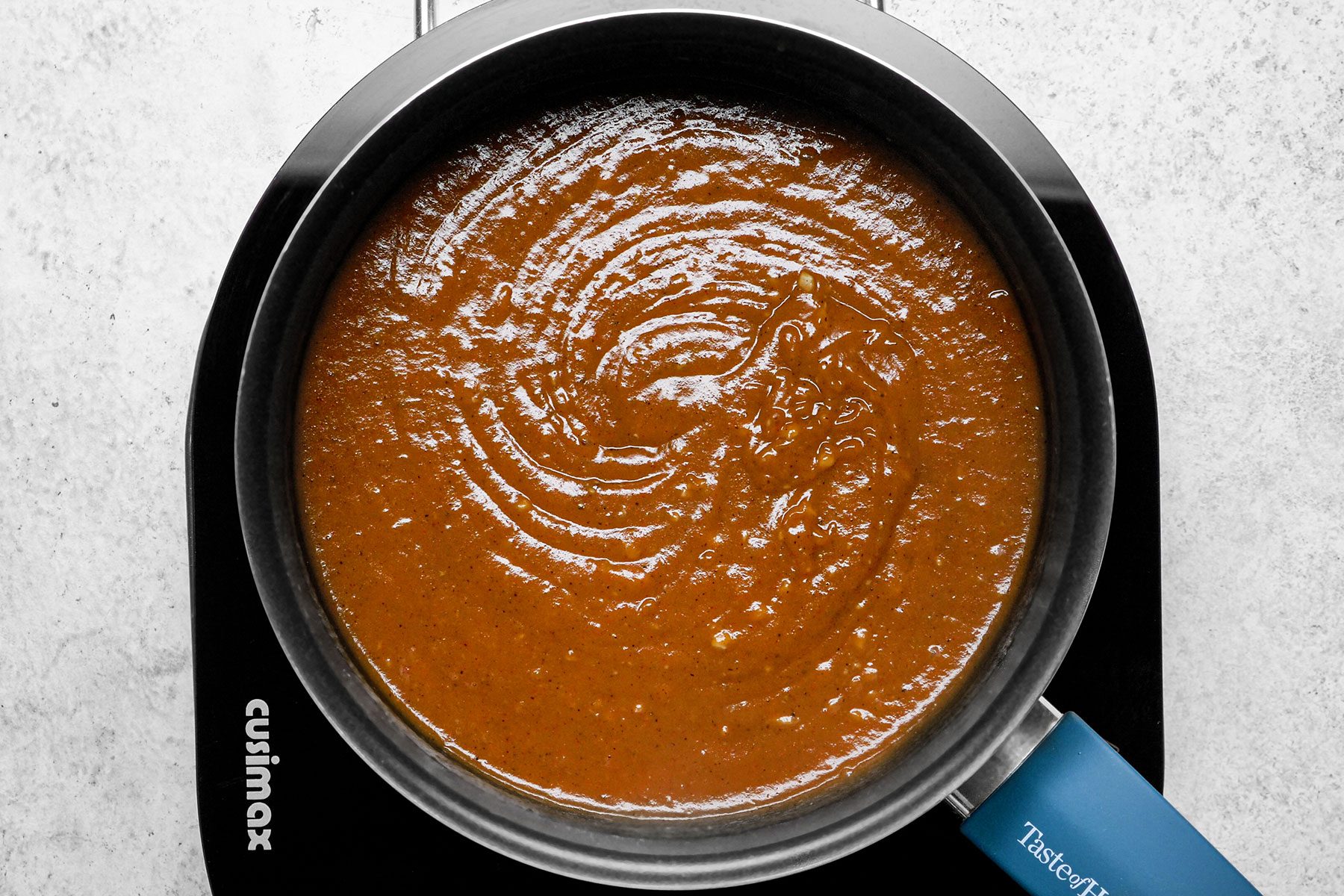 Cooked sauce in a large skillet