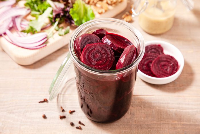 pickled beets in a jar