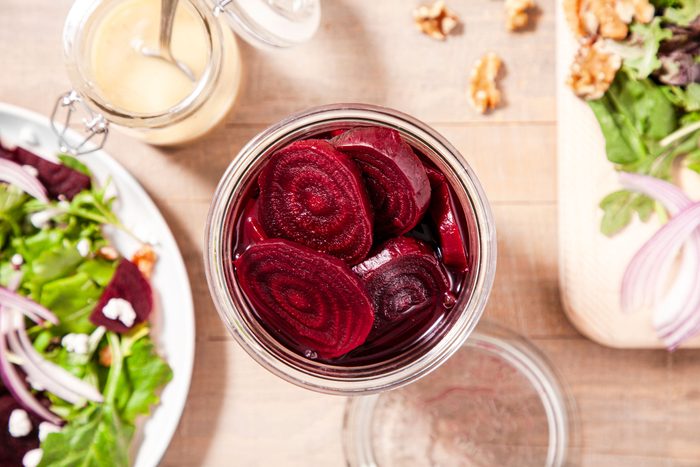 pickled beets in a jar