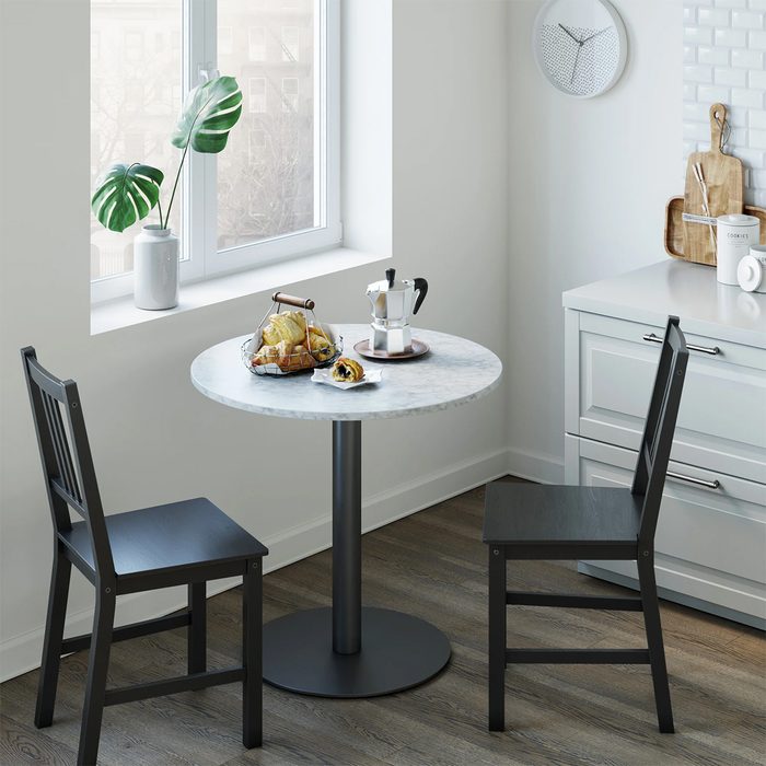 Faux Marble & Metal Bistro Dining Table Black