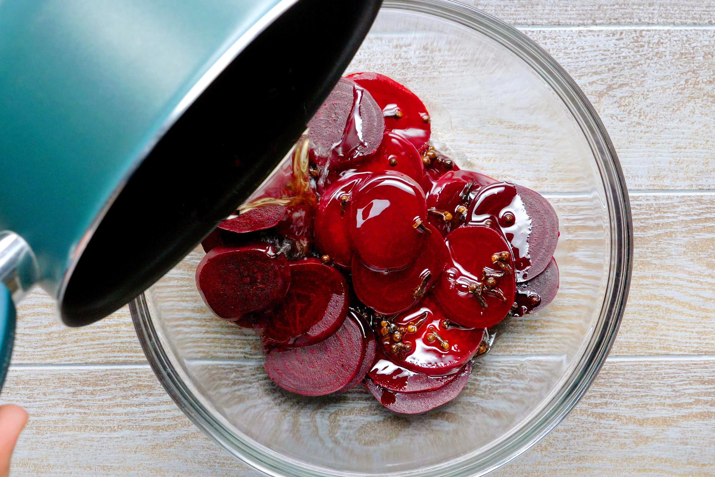 adding the pickle brine to the beets