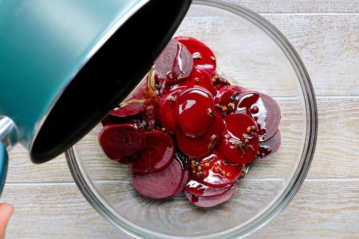 adding the pickle brine to the beets