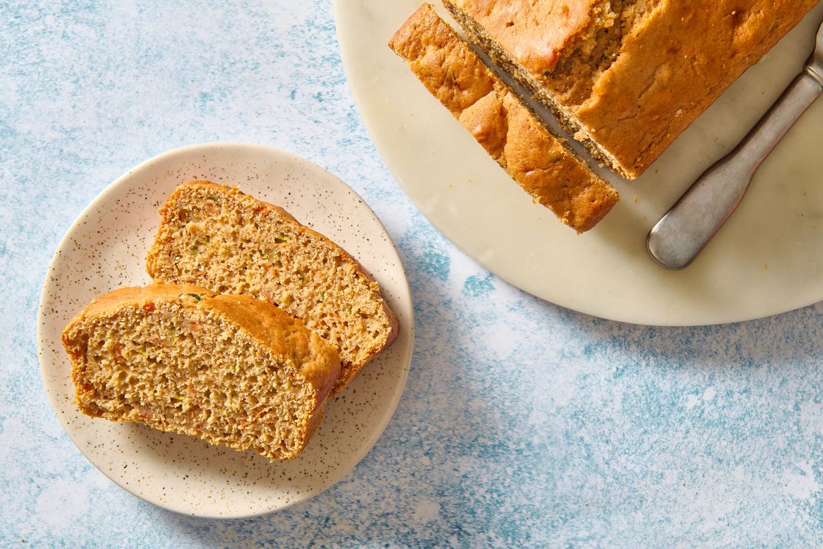 Slices Of Zucchini Carrot Bread Served On A Plate